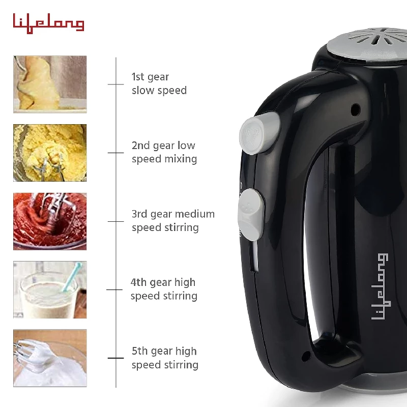 Lifelong 300 Watts Regalia Hand Mixer- Black-3.webp